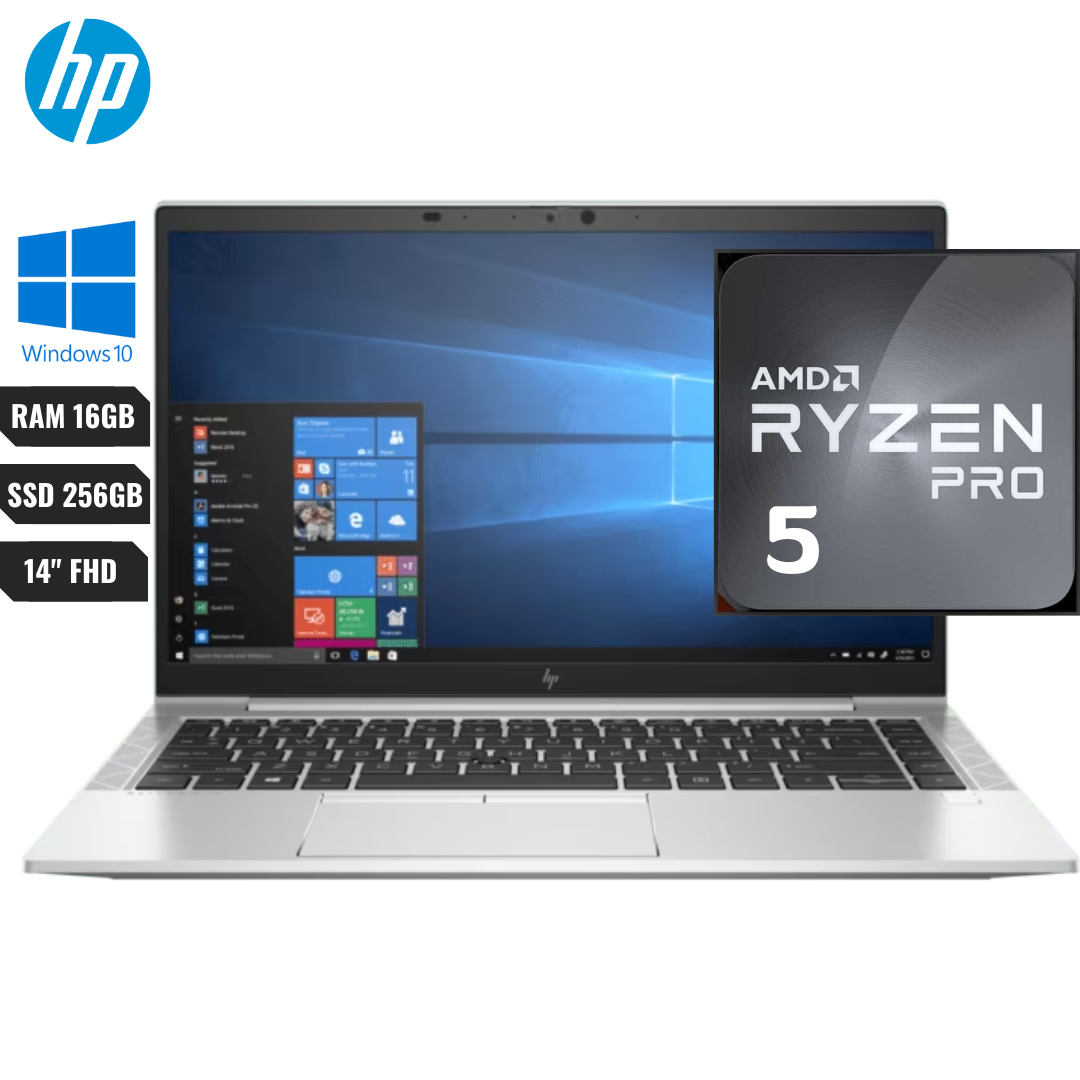 COMPUTADOR PORTATIL HP ELITEBOOK 845 G7 AMD RYZEN 5 PRO 4650U (4TH) 256GB SSD 16GB 14" (1920X1080) TECLADO RETROILUMIONADO FORMATO ESPAÑOL COLOR GRIS METALICO