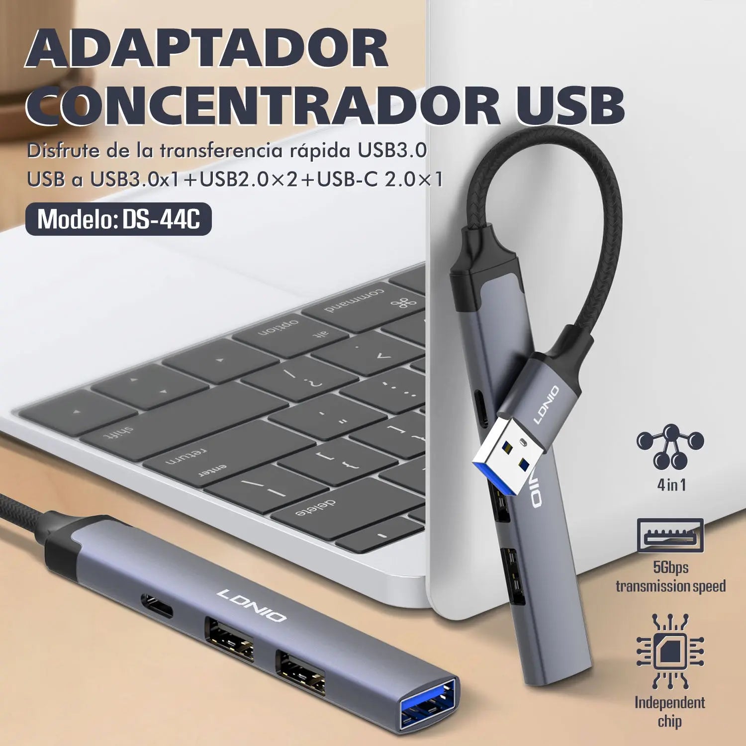 ADAPTADOR LDNIO 4 EN 1 USB DS-44C