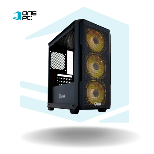 CASE QUASAD MICRO-ATX GAMING 0.5MM METAL-MESH SIDE-GLASS 3USB HD-AUD 3VEN-RGB810