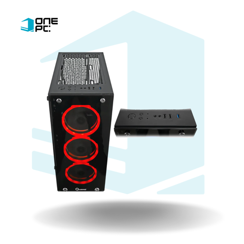 CASE QUASAD GAMING PANEL FRONTAL DE VIDRIO 3 FANS