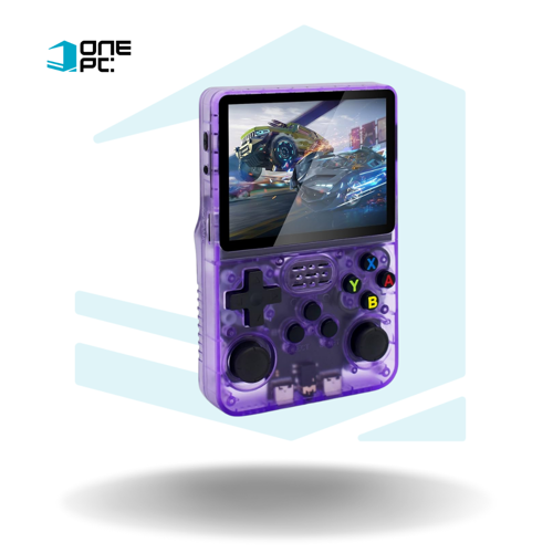 CONSOLA RETRO PORTATIL R36S GAMECONSOLE - COLOR PURPURA TRANSLUCIDO