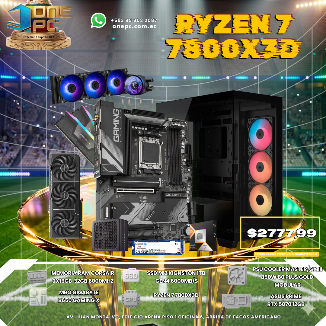 CPU GAMER/ R7 7800X3D -- RTX 5070 12GB (EDICION BK)