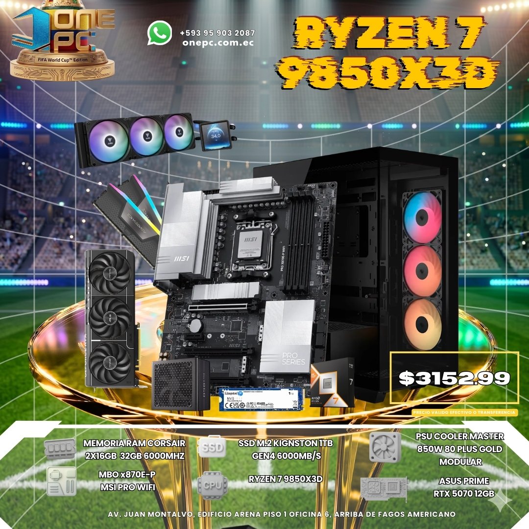 CPU GAMER R7 9850X3D -- RTX 5070 12GB