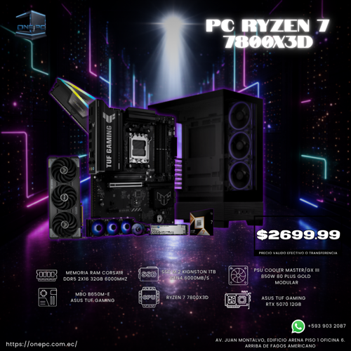 CPU GAMER/ R7 7800X3D RTX 5070 12GB 32GB RAM