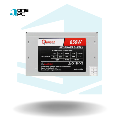 FUENTE DE PODER QUASAD ATX-850W 24 - 4 PIN 2XSATA 8 CM FAN AC INPUT 240-100V