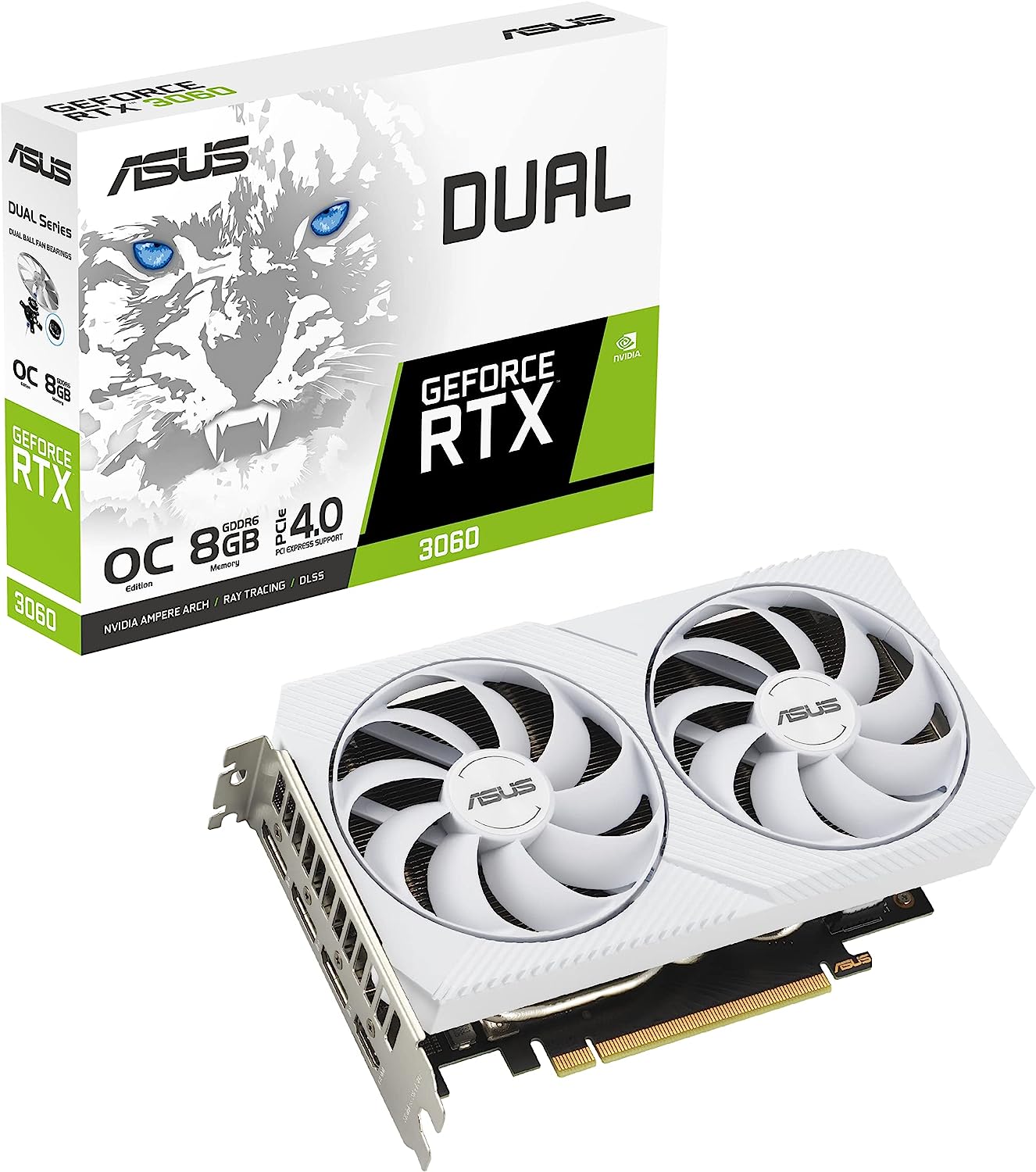 GPU ASUS DUAL GEFORCE RTX™ 3060 WHITE OC EDITION 8 GB