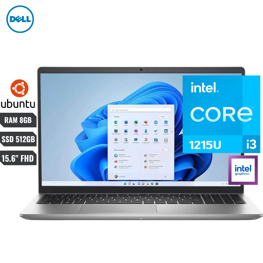 COMPUTADOR PORTATIL DELL INSPIRON 3520 INTEL CORE I3 12TH 8GB RAM 512GB SSD 15.6″ FHD 2 USB 3.2 1 USB 2.0 1 HDMI UBUNTU ESPAÑOL PLATINUM SILVER