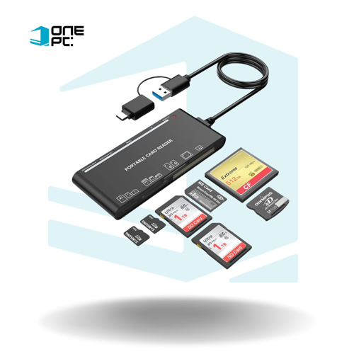 LECTOR DE DVD EXTERNO 7 EN 1 USB C Y USB 3.0 ( 4 PUERTOS USB A - LECTORES MICRO SD - TARJETA MICRO ST - TARJETA SD)