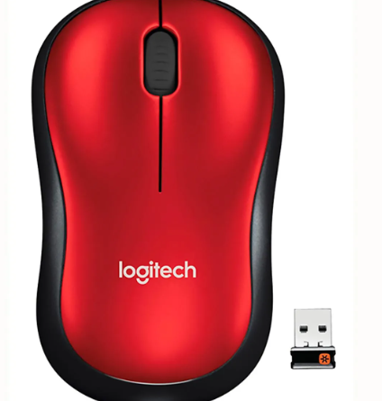 MOUSE LOGITECH M185 ROJO-NEGRO WIRELESS USB PLUG AND PLAY