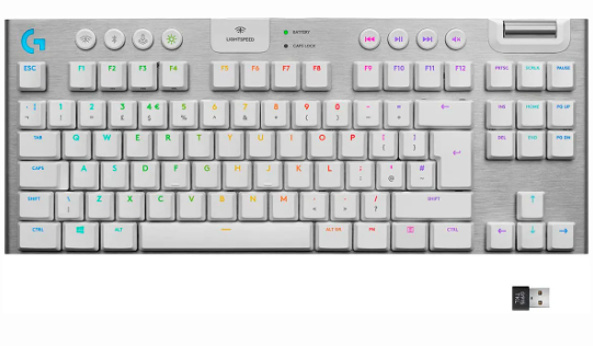 TECLADO LOGITECH GAMER G915 TKL RGB MECANICO SWITCH GL TACTIL WIRELESS BLANCO