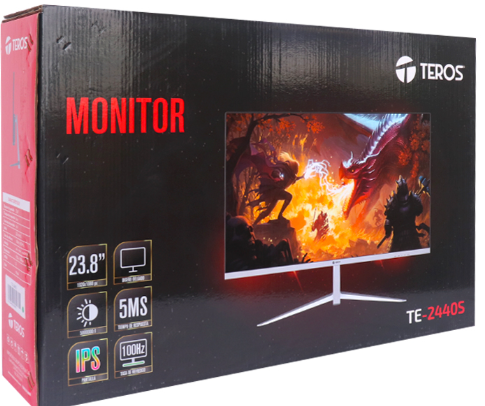 MONITOR TEROS TE-2440S 24 PULGADAS FHD 1920X1080 / IPS / 5MS-75HZ / PLANO / SIN BORDES / PARLANTES