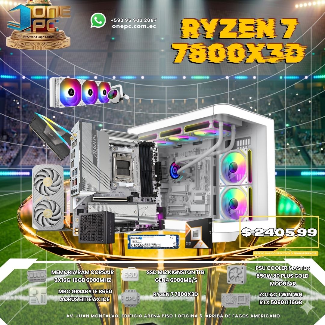 PC GAMER RYZEN 7 7800X3D -- ZOTAC TWIN WH RTX 5060TI 16GB