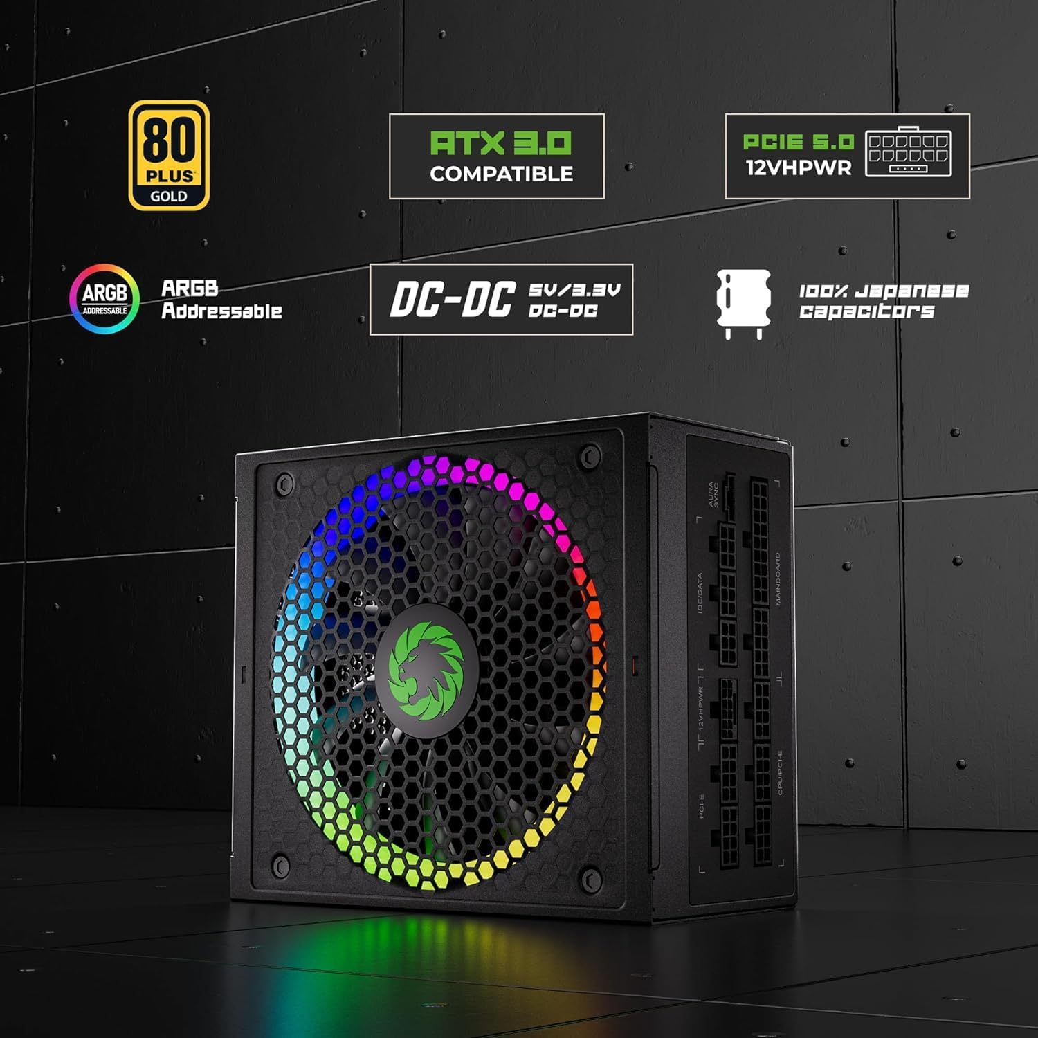 FUENTE DE PODER GAMEMAX RGB-1050 CERTIFICADA 80+ GOLD / CON VENTILADOR ARGB