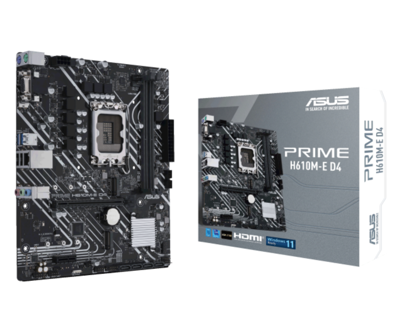 MOTHERBOARD ASUS PRIME H610M-E D4 12VA LGA1700 DDR4-5333 HDMI DP M.2 USB3.2 PCIE5.0 MATX