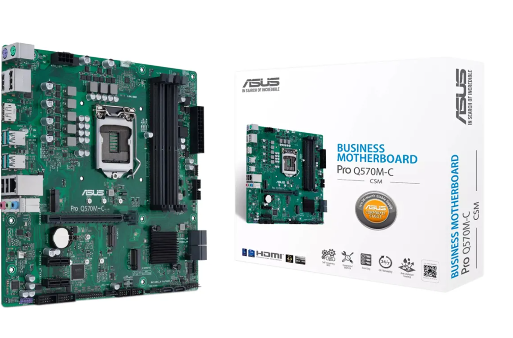 MOTHERBOARD ASUS PRO Q570M-C 10MA-11AVA. LGA1200 4DDR4 2DP HDMI 2M.2 6USB 2-PCIE3.0 MICRO-ATX