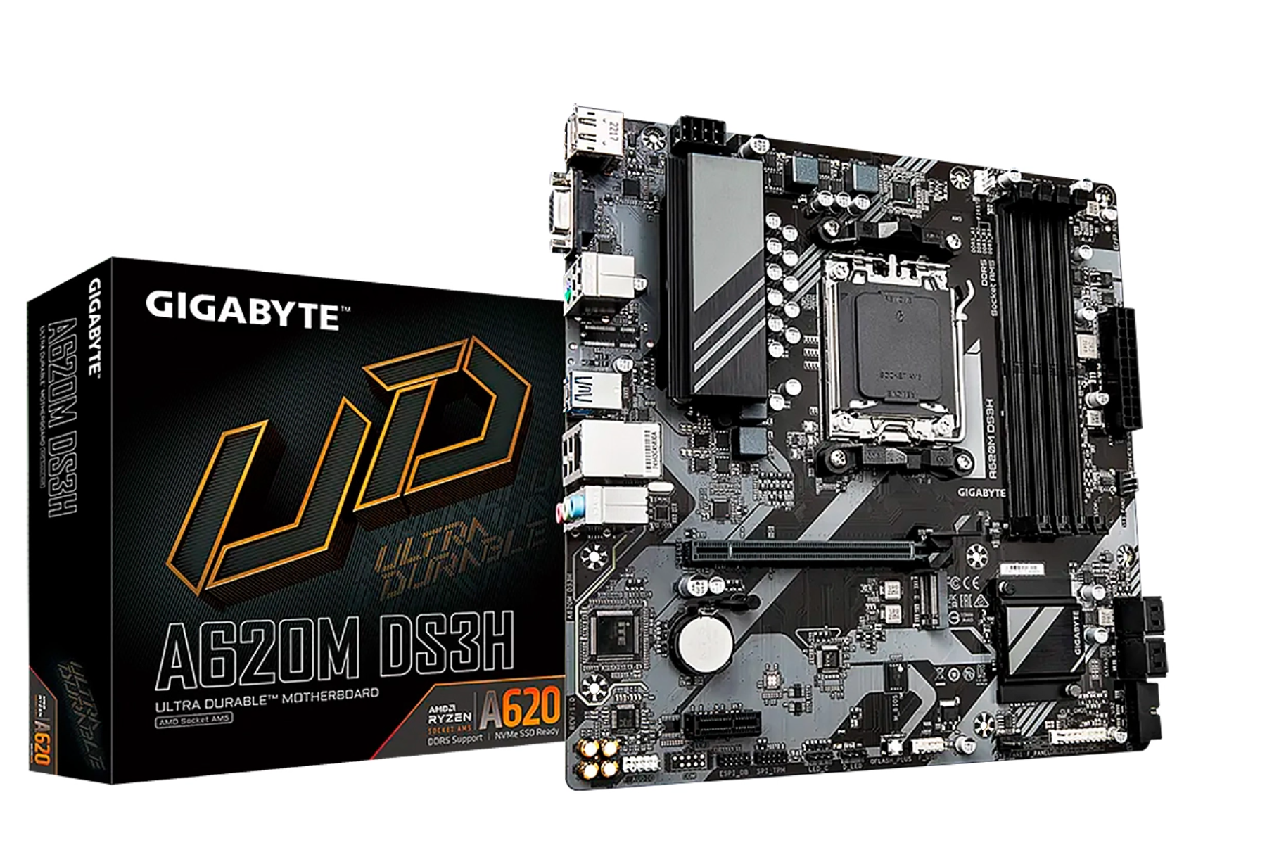 MOTHERBOARD GIGABYTE A620M DS3H AMD AM5 RYZEN 7000 4DDR5-5200 DP 2HDMI D-SUB M.2 PCIE-4.0 MICROATX