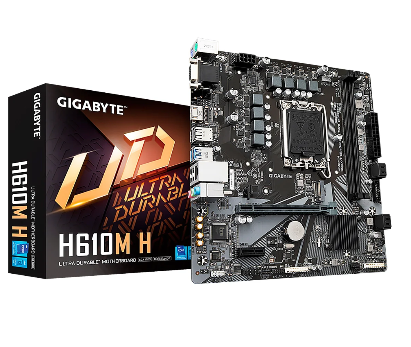 MOTHERBOARD GIGABYTE H610M-H 13VA LGA1700 DDR5 D-SUB HDMI M.2 8USB2.0 4USB3.2 PCIE4.0 MATX