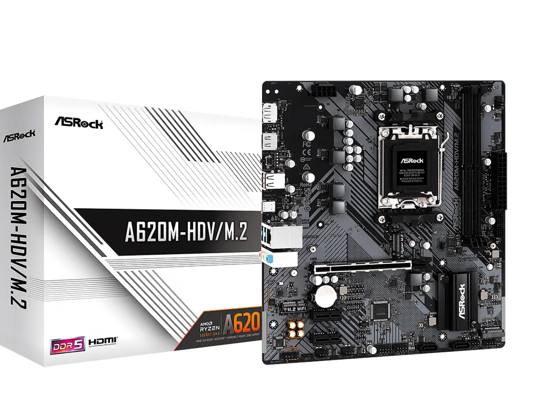 MOTHERBOARD ASROCK A620M HDV/M.2 AMD5 HDMI-DP 2XDDR5 6USB 4SATA3 PCIE1X16-2X1 M.2 MICROATX