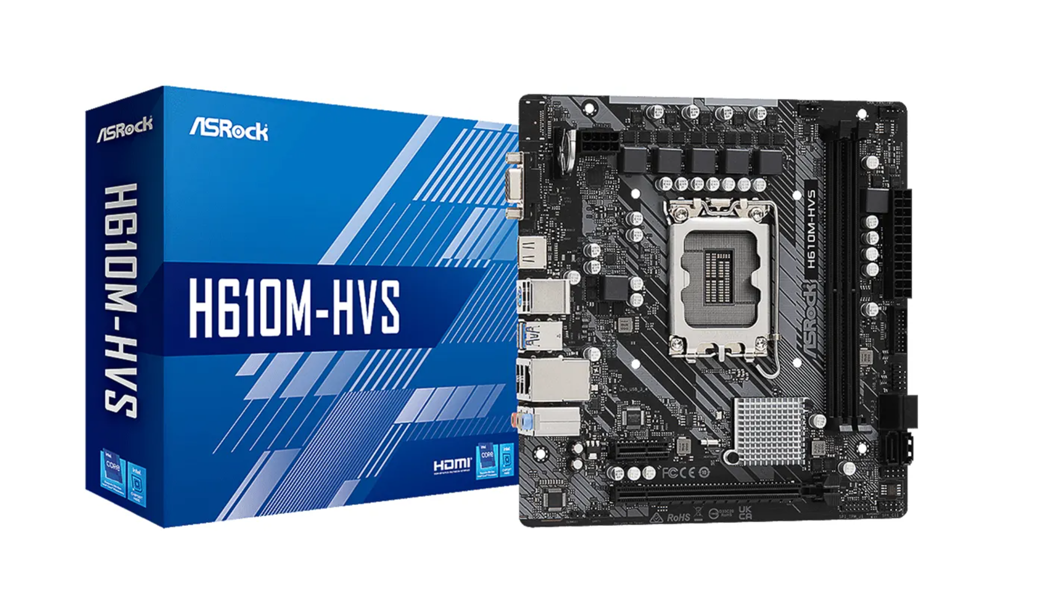 MOTHERBOARD ASROCK H610M-HVS 12GEN LGA1700 2XDDR4 VGA HDMI 10USB M.2 PCIE 4.0 MICROATX