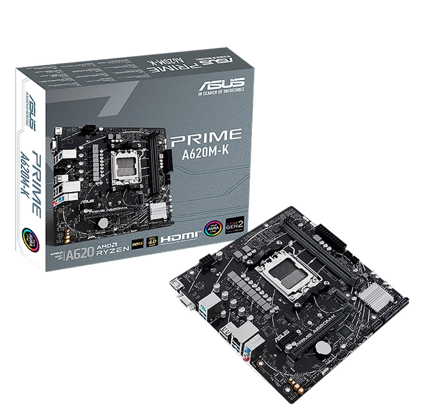 MOTHERBOARD ASUS PRIME A620M-K AMD AM5 RYZEN 7000 2XDDR5-5200 VGA HDMI M.2 6USB PCIE4.0 MICRO-ATX