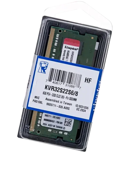 SO-RAM KINGSTON 8GB 1RX8 1G 64BIT PC4-3200 CL22 260-PIN