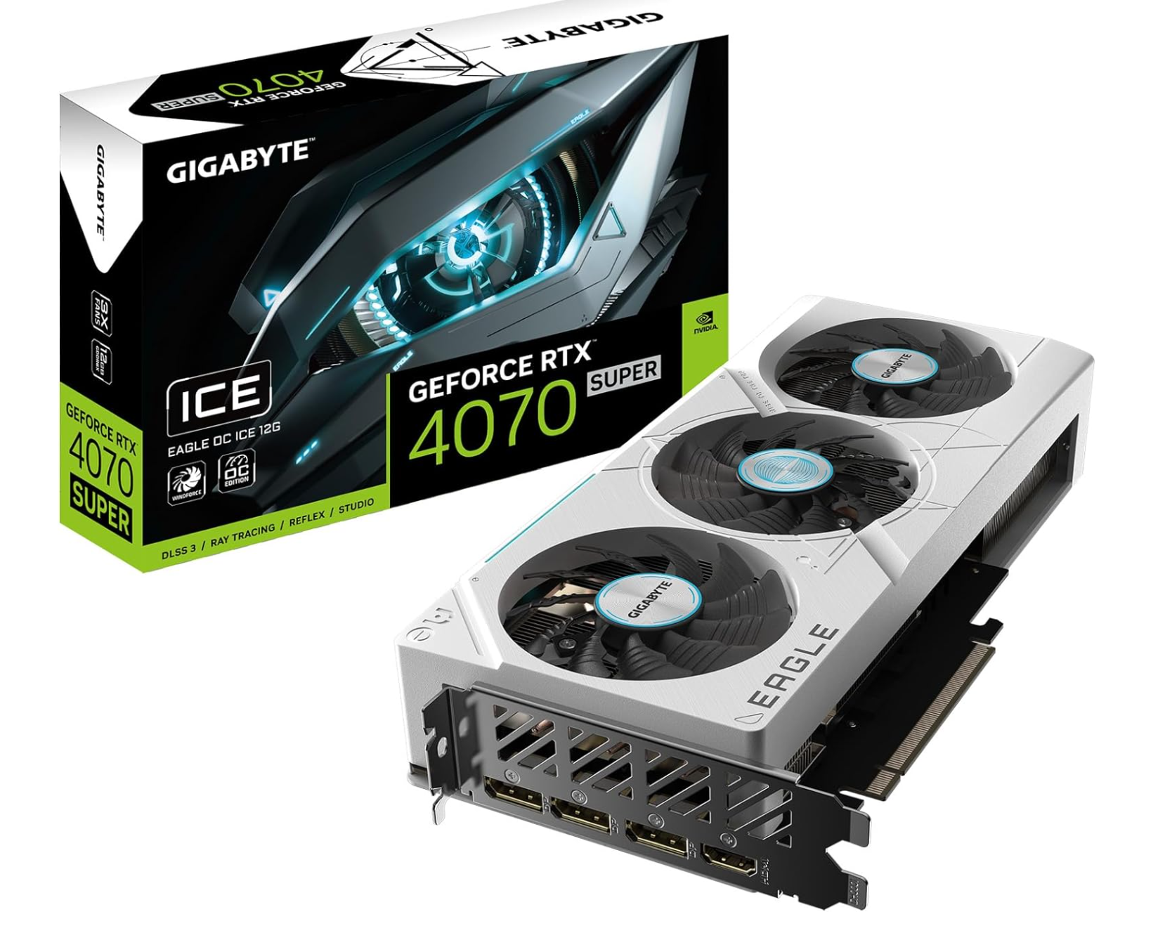 OT. GPU GIGABYTE  GEFORCE RTX 4070 SUPER EAGLE OC ICE 12G, 3 VENTILADORES WINDFORCE, 12 GB 192 BITS GDDR6X