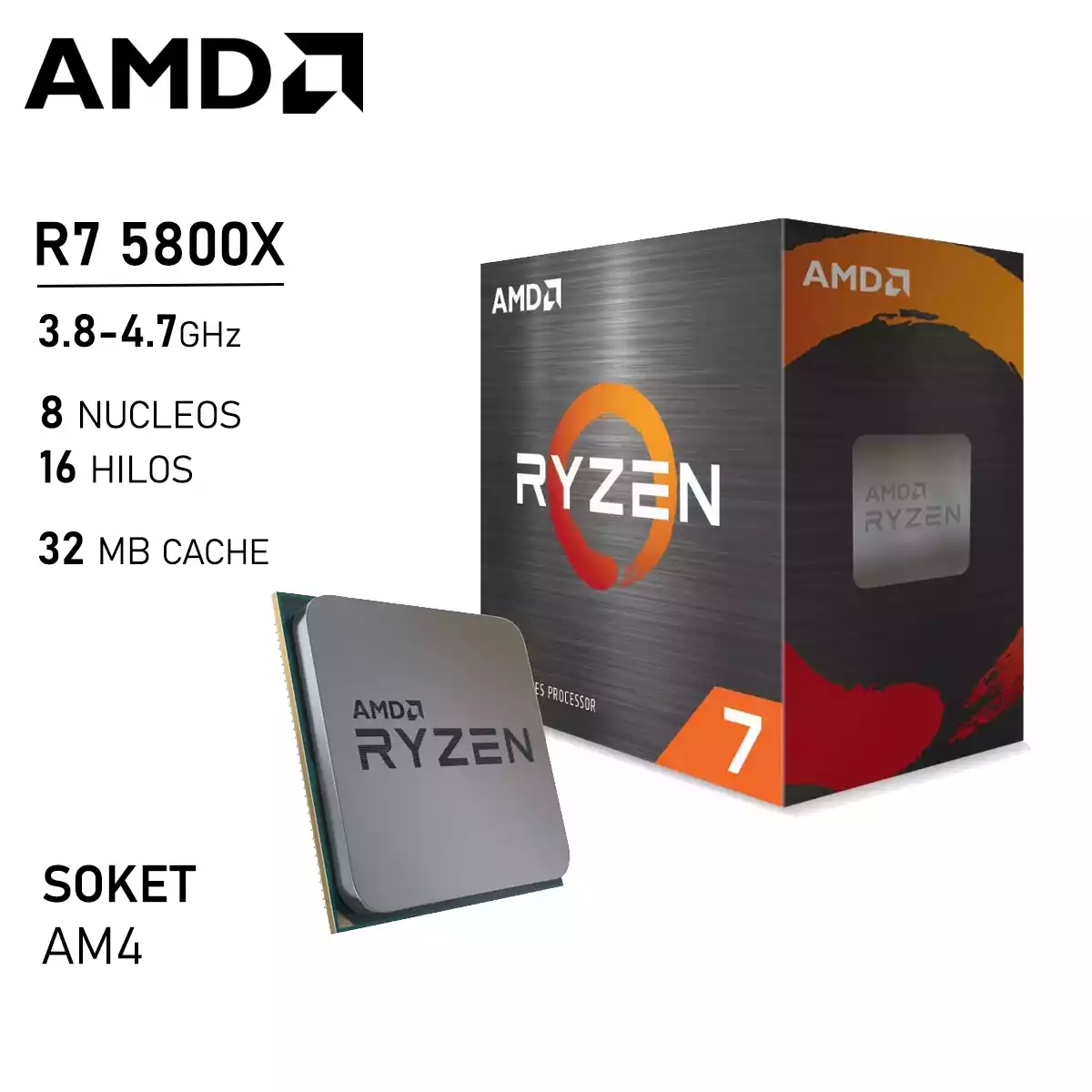 AMD RYZEN 7 5800X 8C 16TH