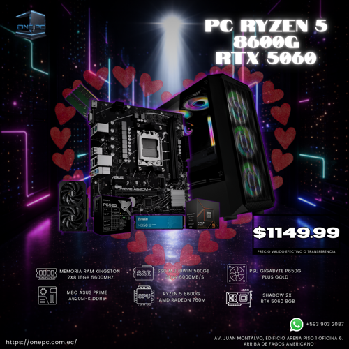 CPU GAMER/ 5 8600G 16GB RAM - RTX 5060 8GB