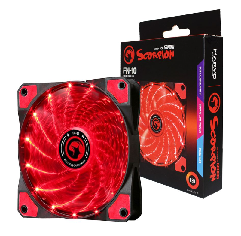 VENTILADORES SCORPION  120 MM FN-10 CASE FAN RED